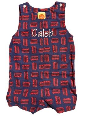 Southern Sunshine Kids Personalized School Bus Jon Jon Romper 2T Caleb